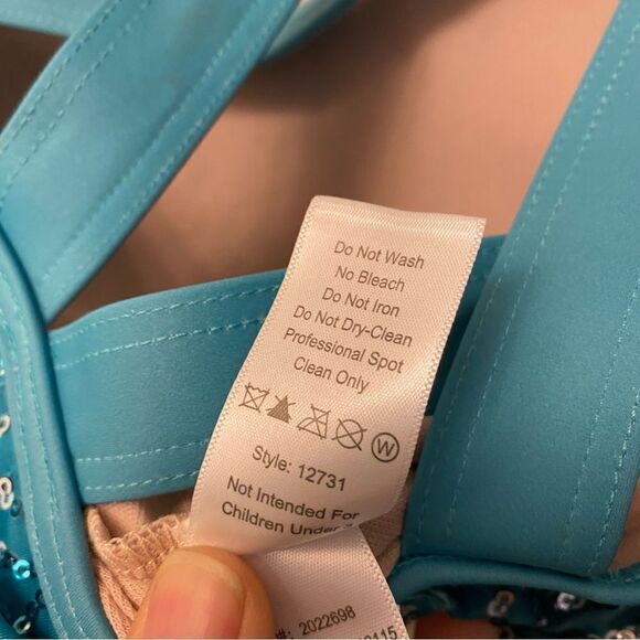 WEISSMAN Dance Costume aqua blue teal ombre Lost It To Trying 12731 Child MC - Picture 8 of 10